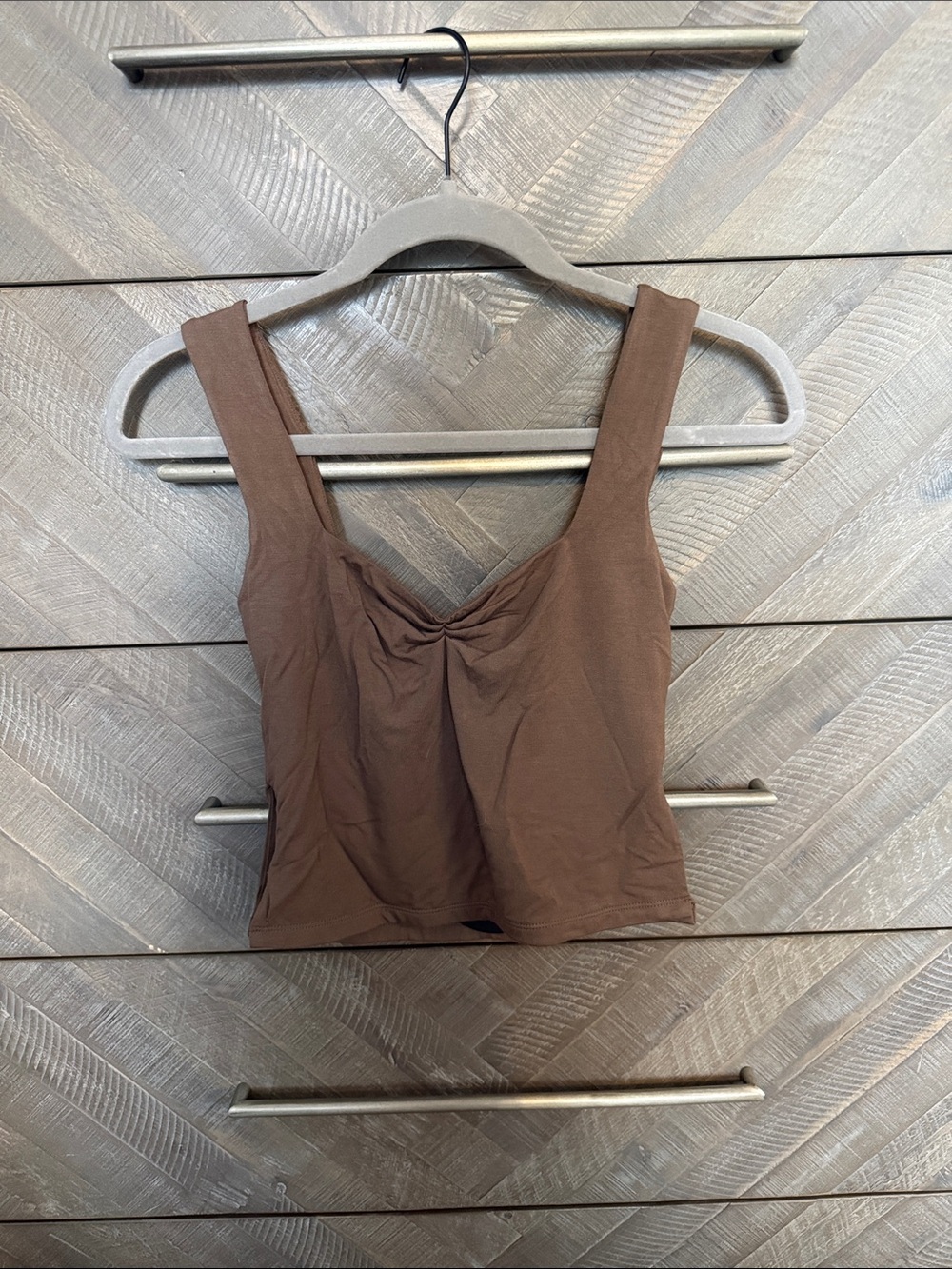 White Fox Boutique Brown Twisted Front Tank Top